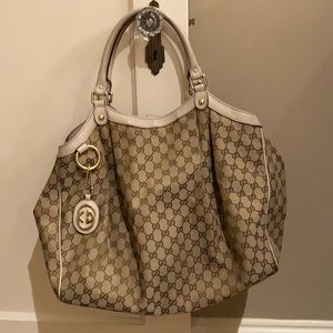 Gucci Sukey Large Shoulder Bag Purse Canvas Logo